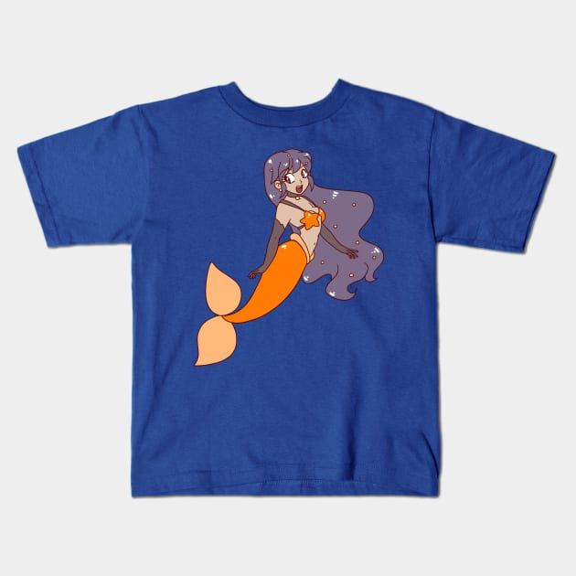 Orange Tailfin Mermaid Kids T-Shirt by saradaboru